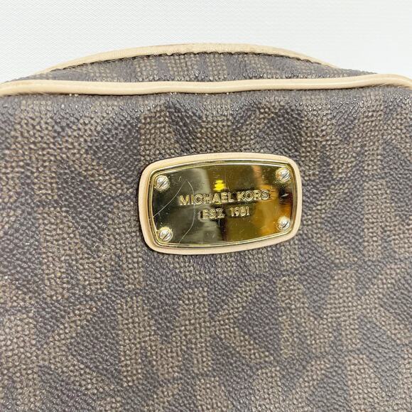 Michael Kors Women's Monogram Logo Crossbody Bag Brown Small - Picture 2 of 9
